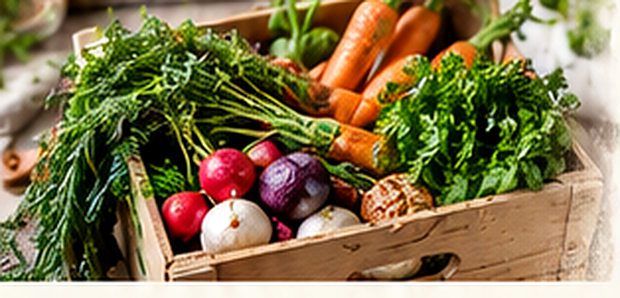 Skrzynka pełna warzyw i świeżych produktów